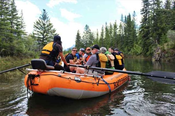 A float tour exploring the side channels of the Bow River