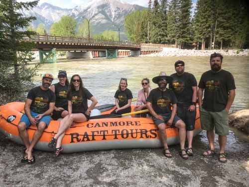 The Canmore Raft Tours team at the Bow River
